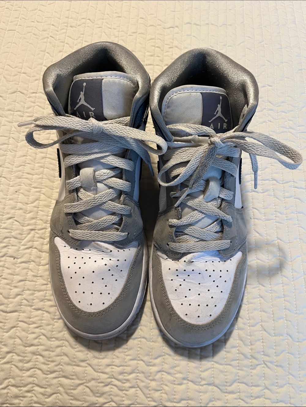 Jordan Kids High-Top Sneakers in Gray and White
